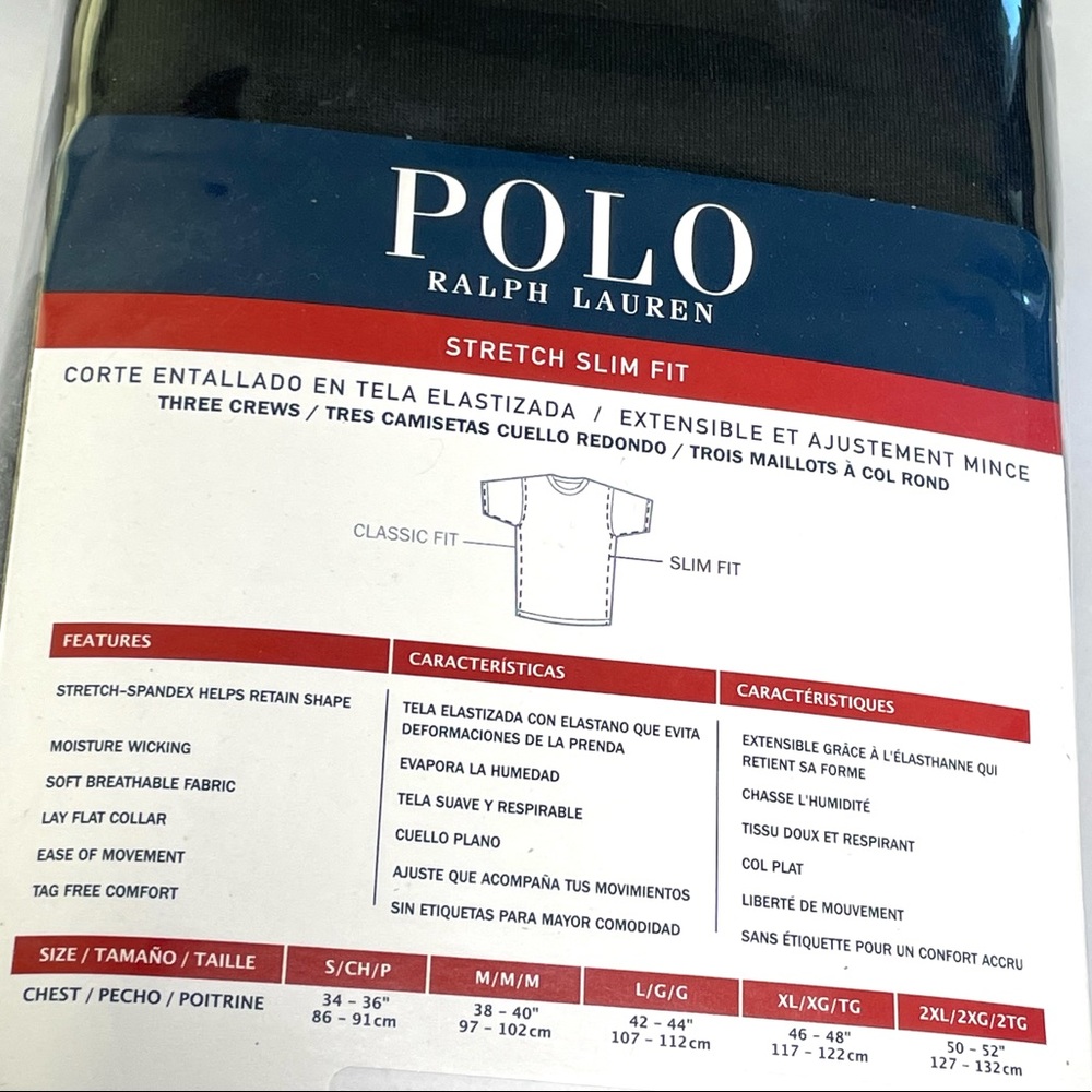 Polo Ralph Lauren Mens T-Shirt Crews Stretch Cotton Slim Fit 3 PK RWCNP3 XL New - Picture 9 of 14